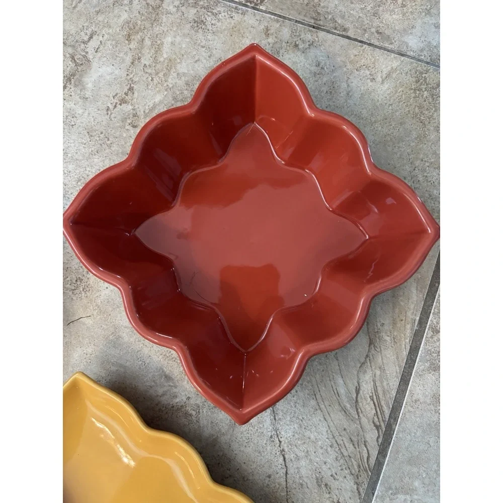 Chantal Talavera Collection Nesting Bowls 3 Pc Red Green Orange Ceramic Bakeware